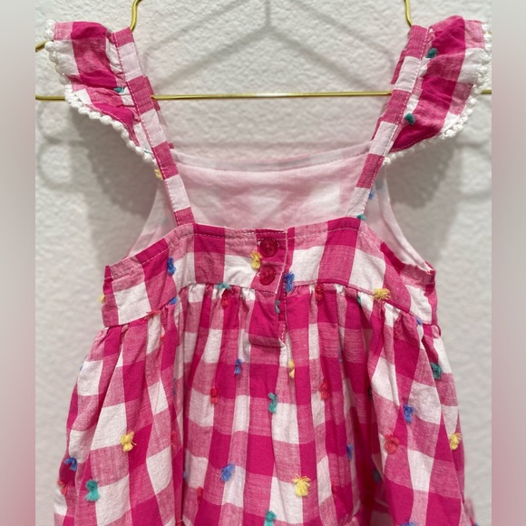 Little Me Gingham Dress & Bloomers. 12 mo. Worn once. Tiny stain on ruffle. - Picture 2 of 4